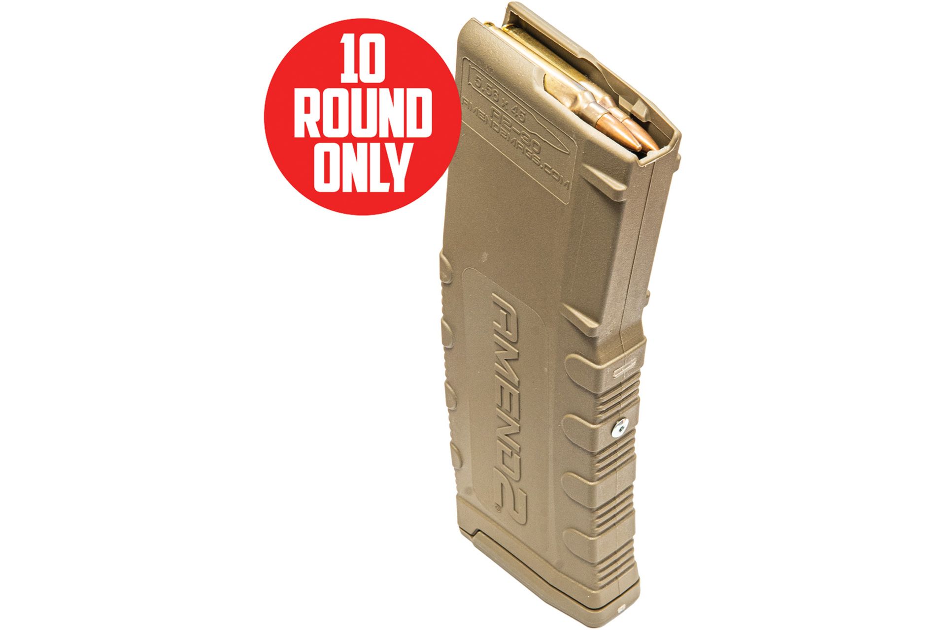 Amend2 AR-15/M4/M16 5.56x45mm NATO/.223 Remington Mod-2 Flat Dark Earth 10/30 10-Round Magazine - Restricted State Compliant