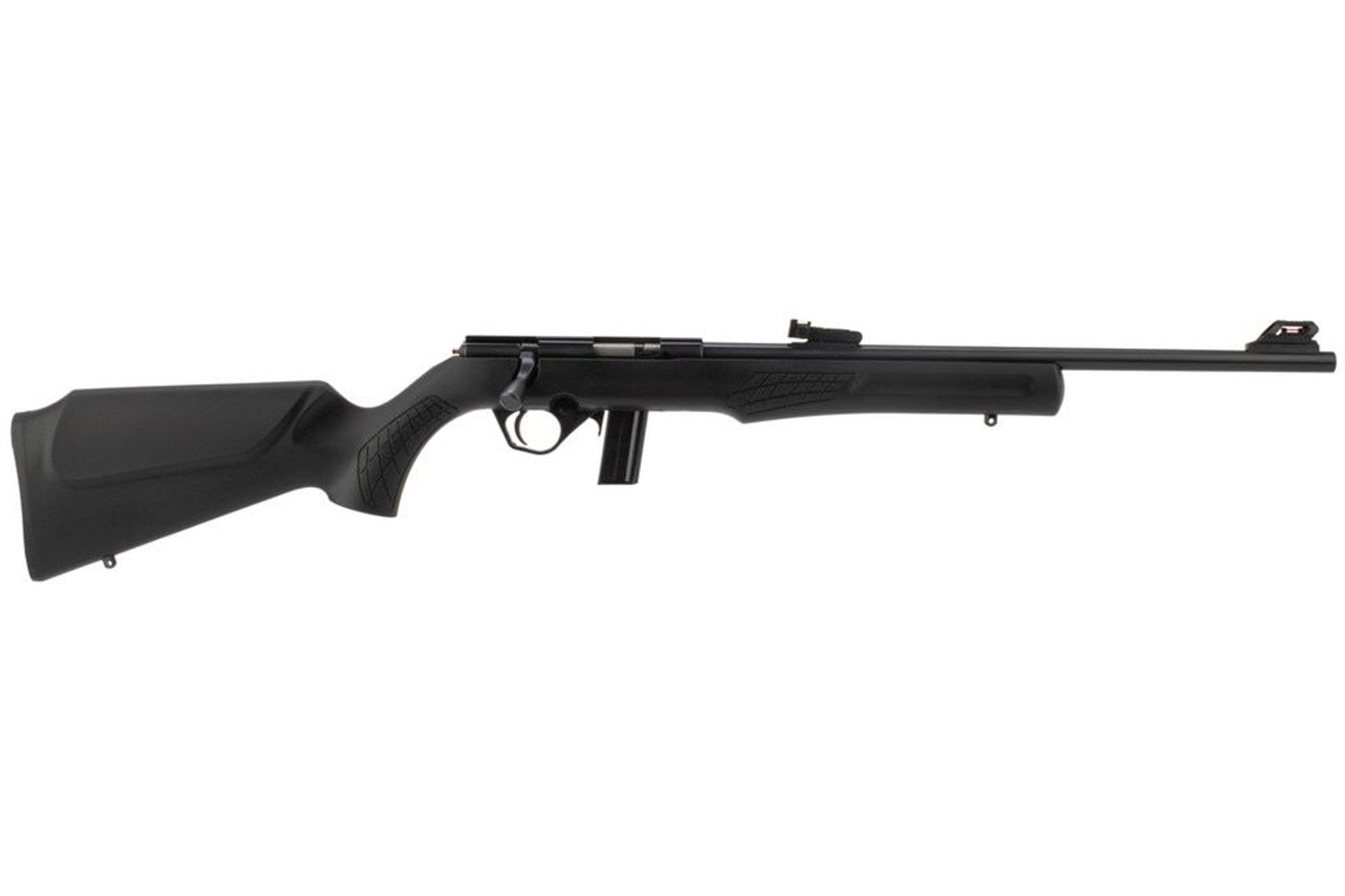 Rossi, RB22, Bolt Action Rifle, 22LR, 18.5" Barrel, Matte Finish, Black, Synthetic Stock, Adjustable Fiber Optic Sights, 10 Rounds, 1 Magazine RB22L1811