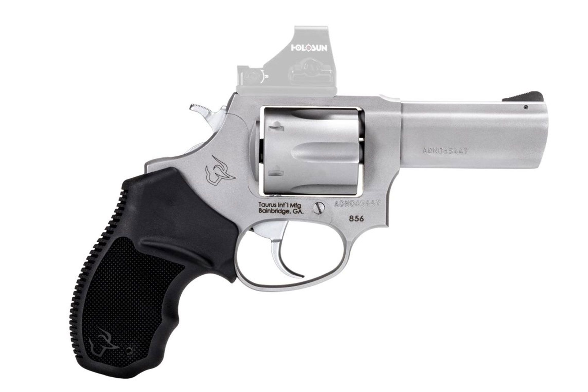 Taurus USA, Model 856 TORO, Single/Double Action, Steel Frame Revolver, 38 Special +P, 3" Barrel, Matte Finish, Optics Ready (Not Included), Silver, Polymer Grip, 6 Rounds 2-856P39