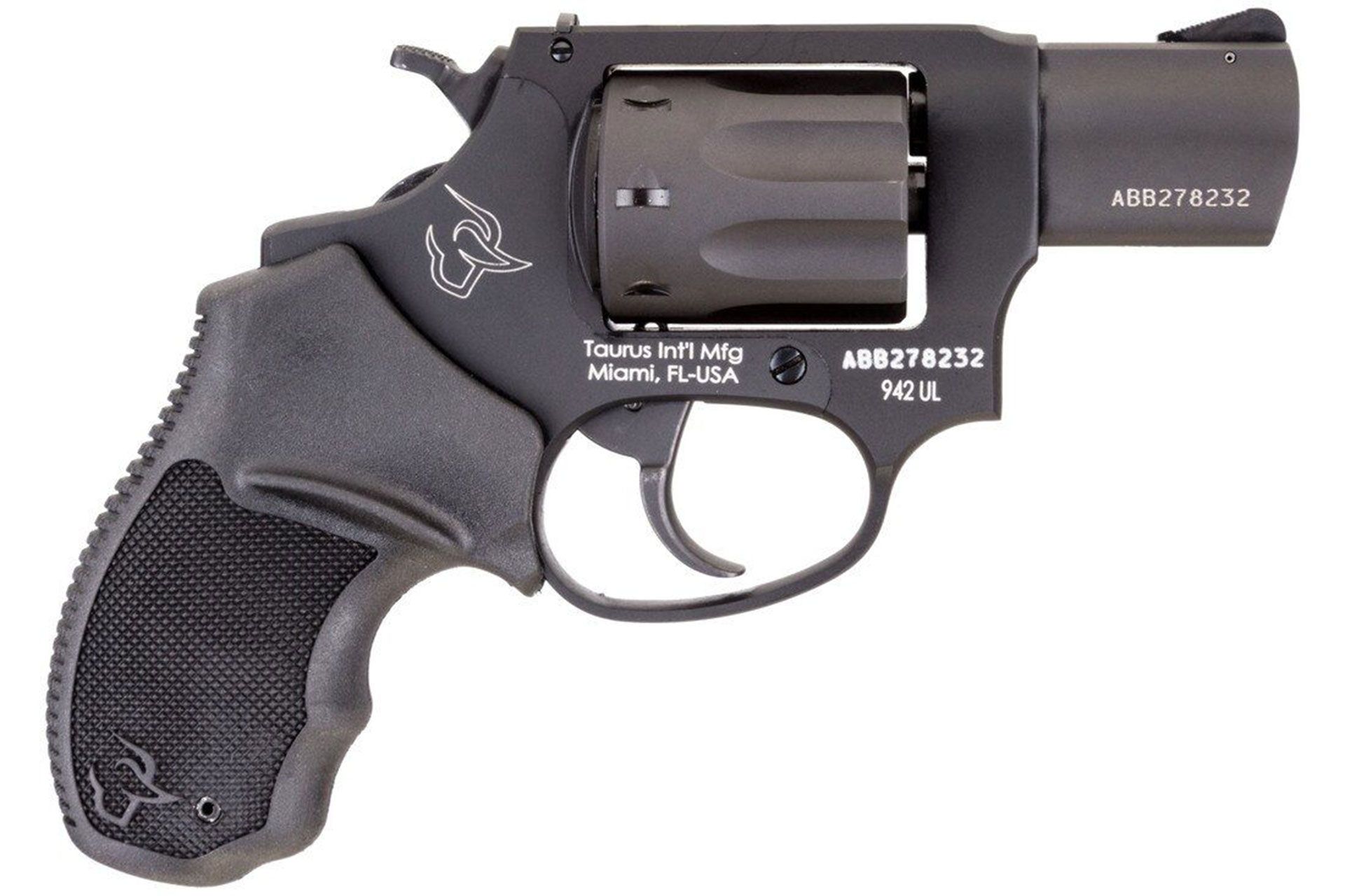 Taurus USA, Model 942, Double Action, Metal Frame Revolver, Small Frame, 22LR, 2" Barrel, Alloy, Black, Polymer Grips, 8 Rounds 2-942021UL