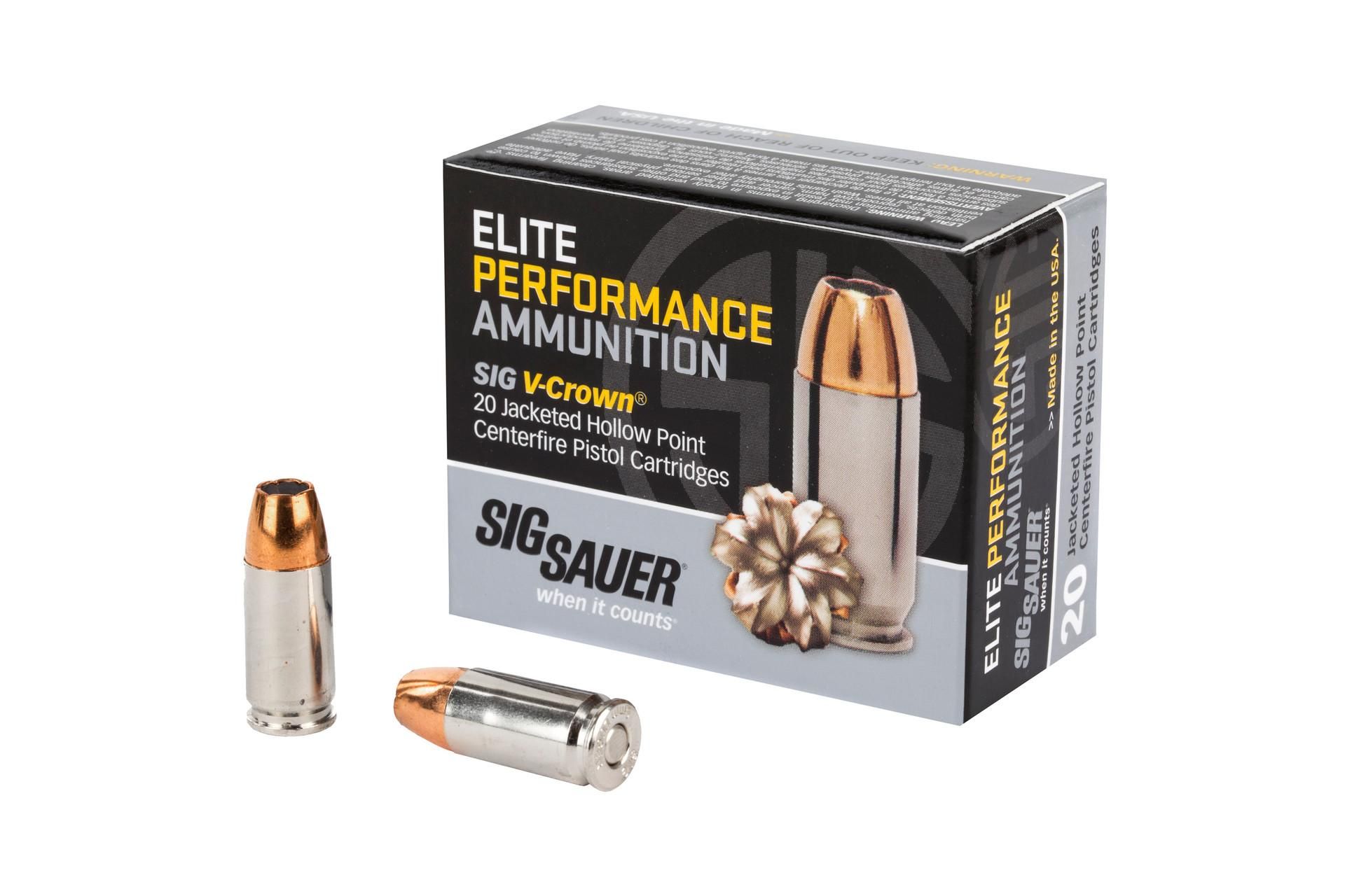 SIG Sauer AMMO 9MM 124GR ELITE V-CROWN JHP Handgun Ammo - 200 Rounds