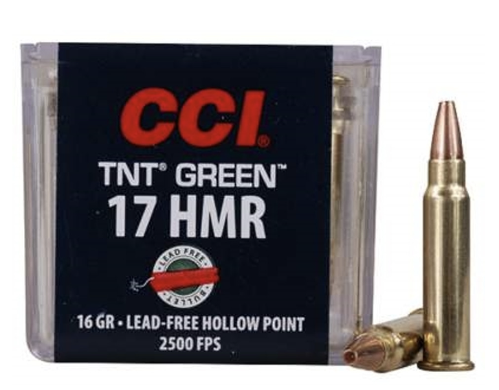 CCI Ammunition Varmint TNT Green Brass .17 HMR 16-Grain HP Lead-Free Rimfire Ammo - 50 round box