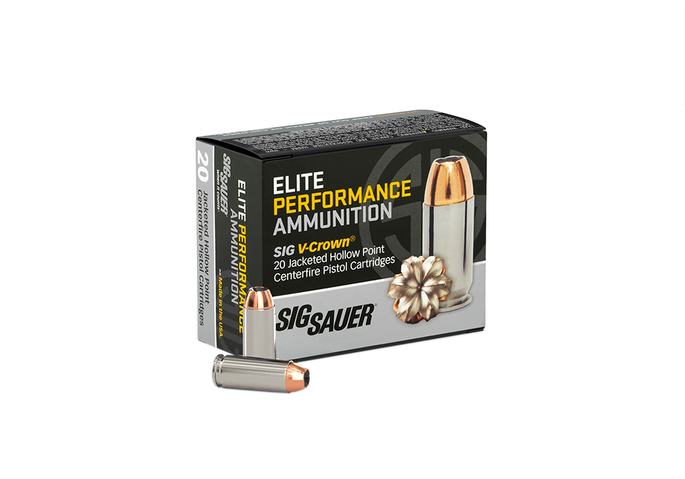 SIG SAUER Elite V-Crown 10mm Auto 200 Grain Jacketed Hollow Point Brass Cased Centerfire Pistol Ammunition - 20 rd