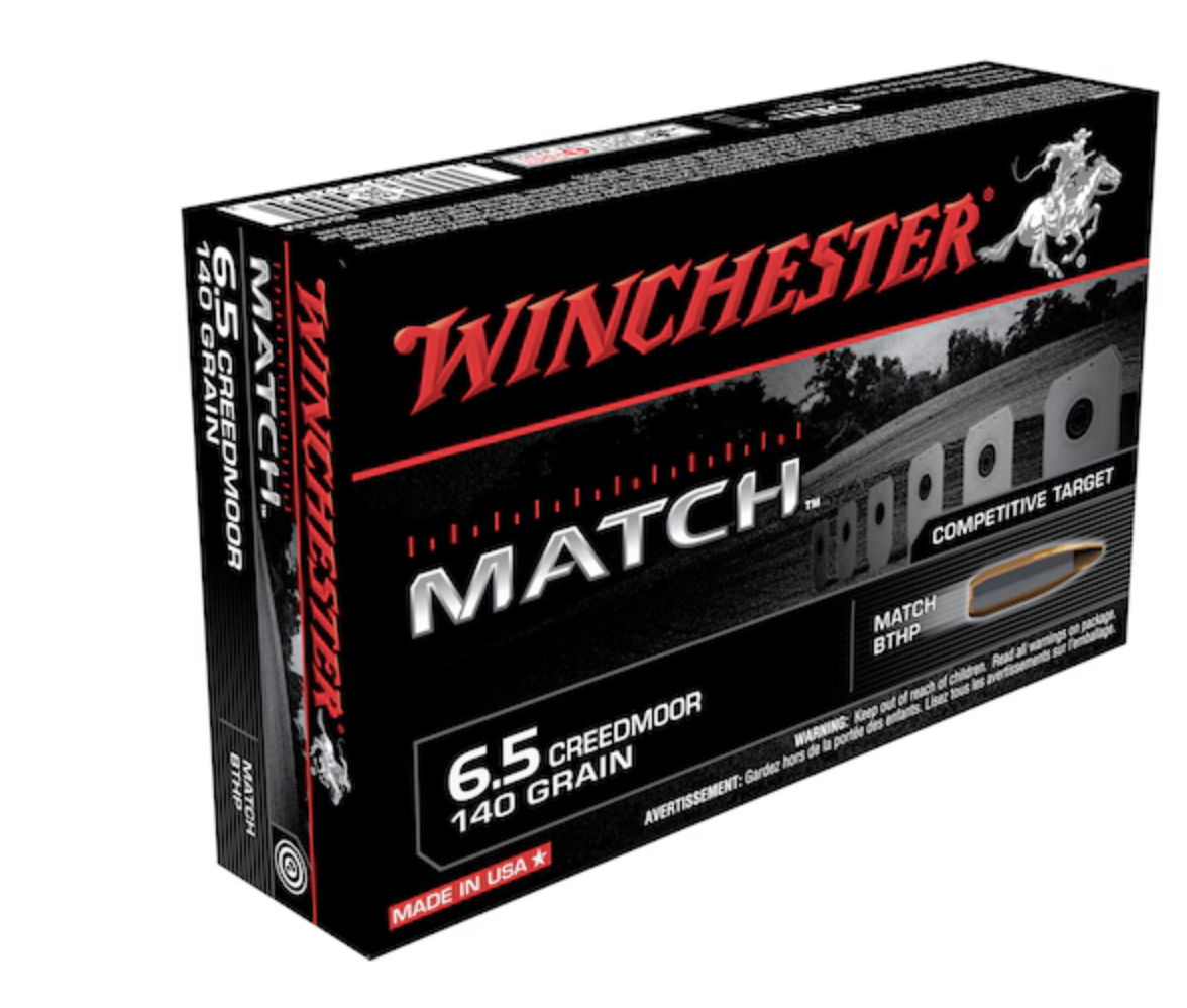 Winchester Match 6.5 Creedmoor Ammunition 140 Grain Sierra MatchKing Hollow Point Boat Tail - 20 Rds