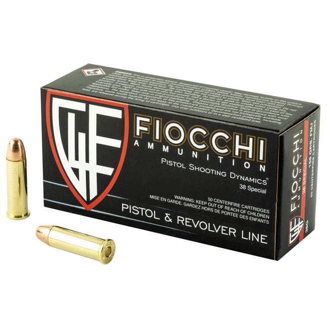 Fiocchi Ammunition Centerfire Pistol 38 Special 158 Grain Full Metal Jacket Handgun Ammo - 50 Rounds