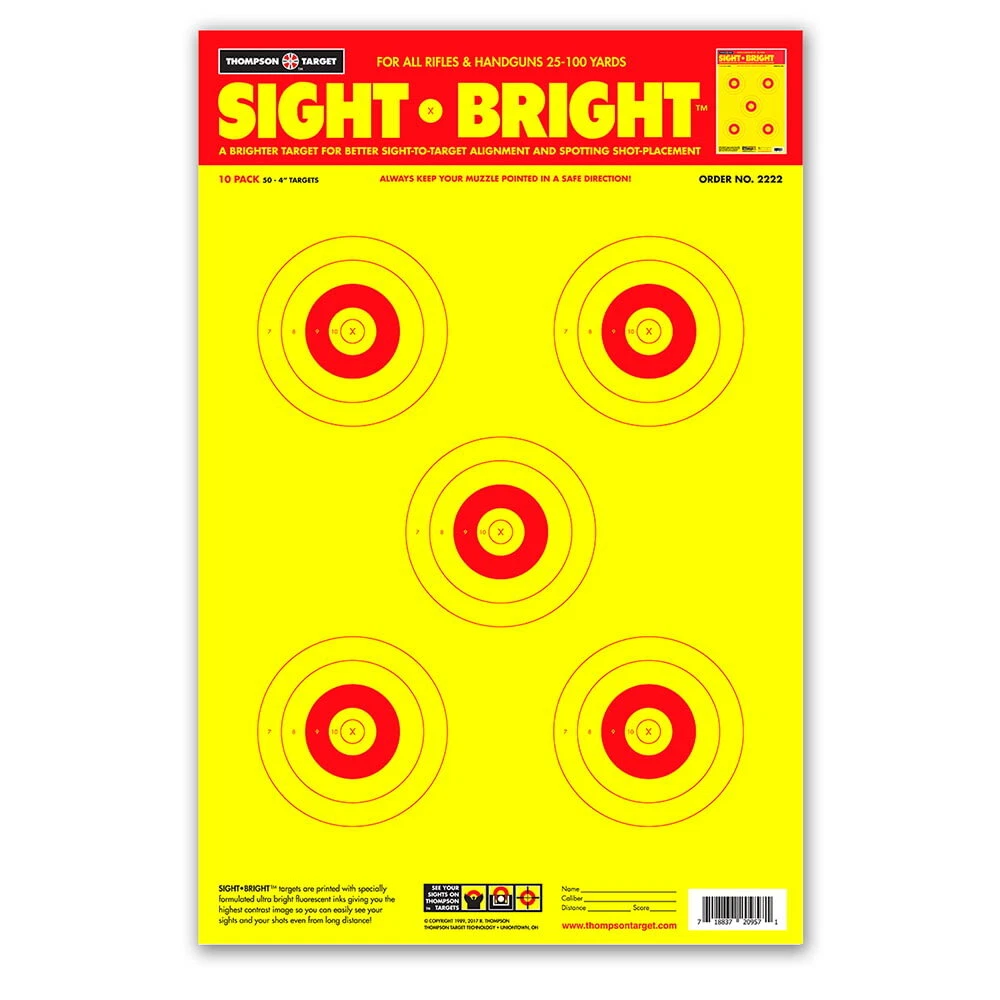 Thompson Targets 2222-30 Sight-Bright 12.5' X 19" (30 Pack)