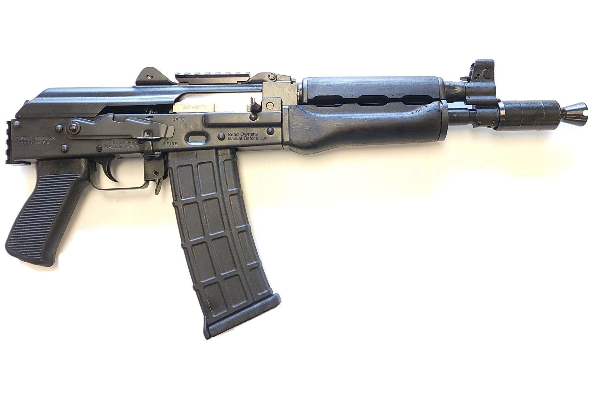 Zastava Zpap85 Ak Pistol 10" 5.56X45 30rd Semi Auto With Booster Dark Wood Top Rail Rear Rail