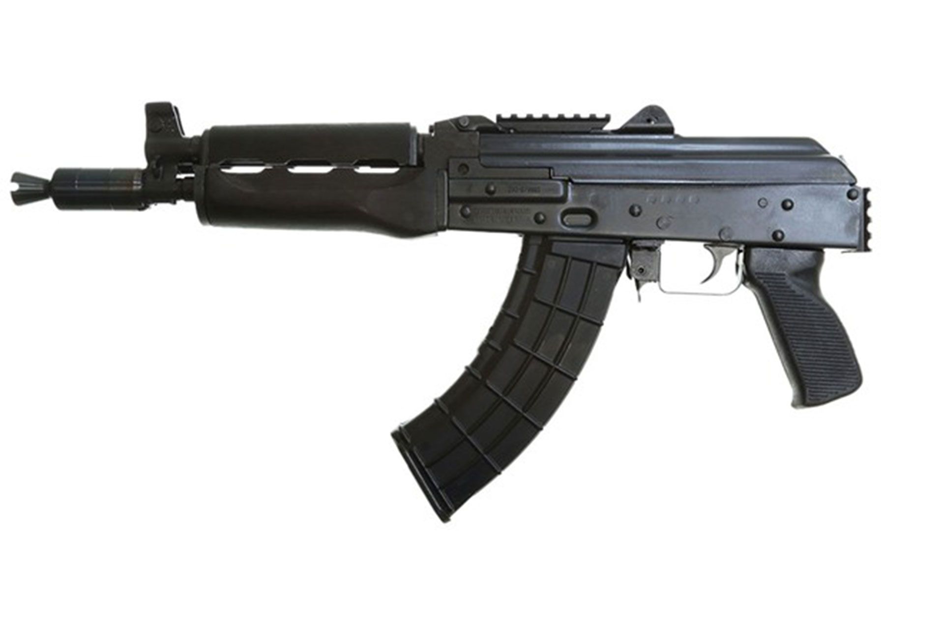 Zastava Zpap92 Ak Pistol10" 7.62X39 30rd Semi Auto W/Booster Dark Wood Top Rail Rear Rail Buldged Trunnion 1.5mm Receiver Chrome Lined Barrel