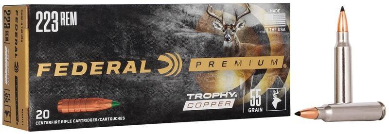Federal P223TC1 Premium 223Rem 55gr Trophy Copper 20 Per Box