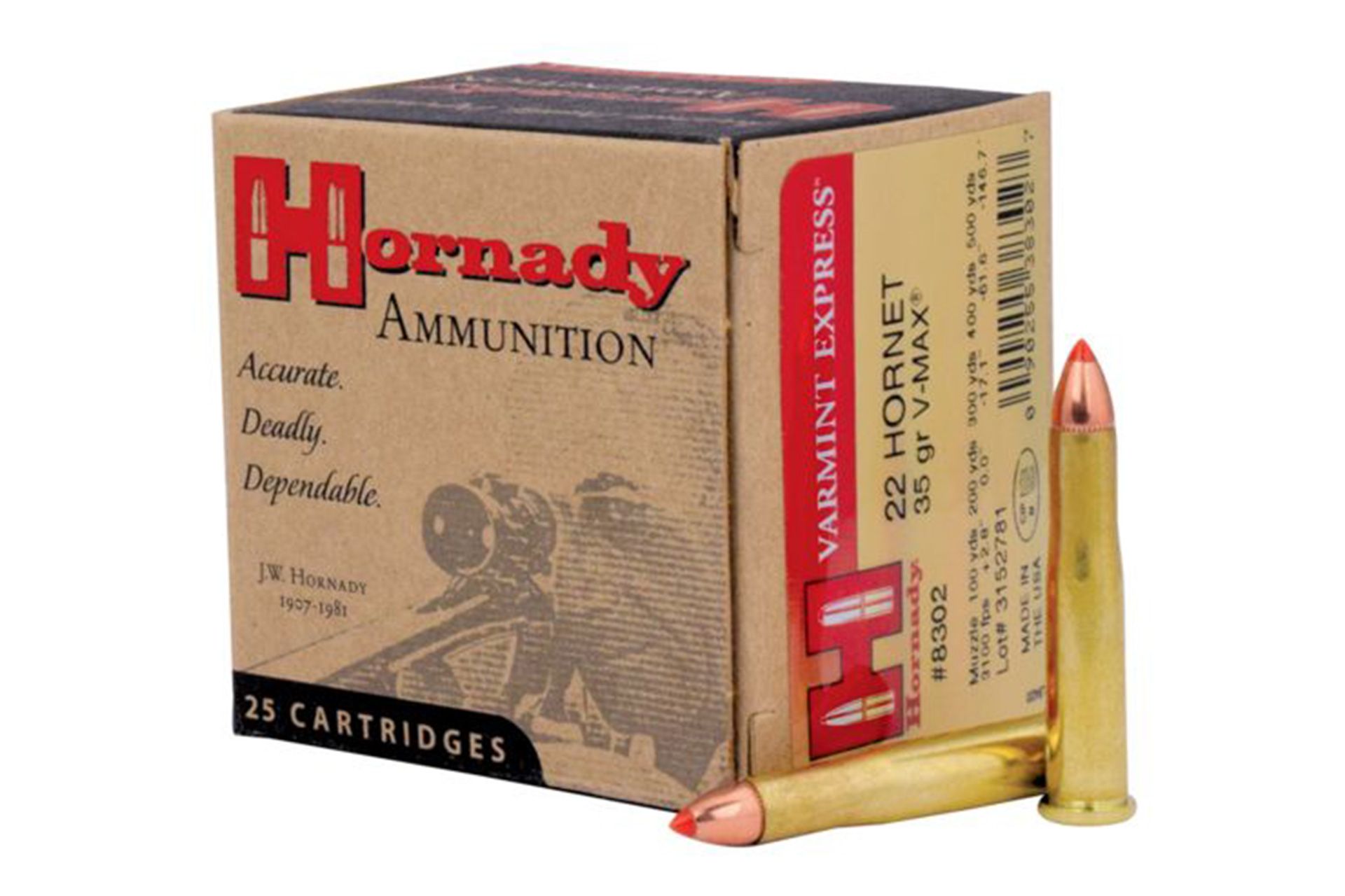 Hornady 8302 Varmint Express 22Hornet 35gr Hornady V Max 25 Per Box
