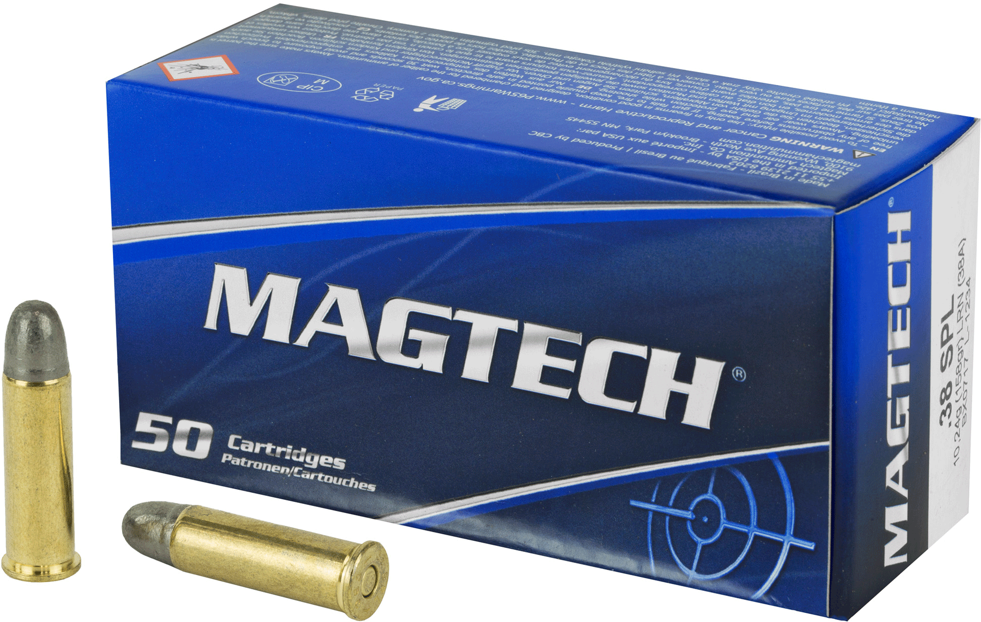 Magtech Sport Shooting 38 Special 158 Grain Lead Round Nose Handgun Ammo - 50 Rounds