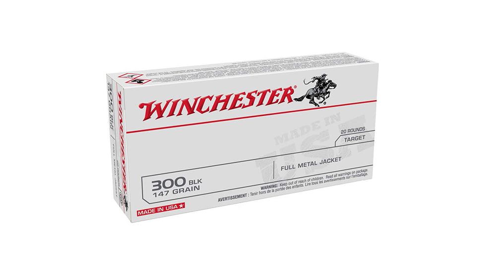Winchester Ammo USA300B147 USA Target 300 Blackout 147 gr Full Metal Jacket Open Tip (FMJOT) Rifle Ammo - 20 Rounds