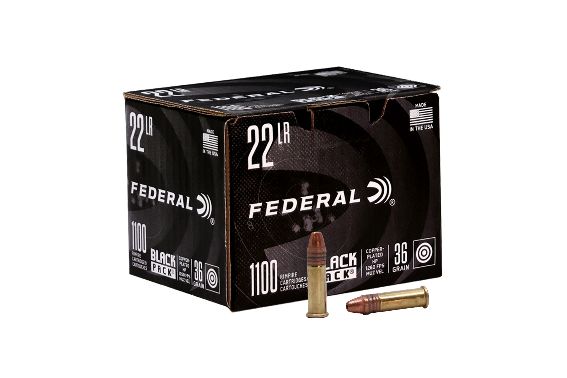 Federal Black Pack 22 Long Rifle 36gr Lead Hollow Point Rimfire Ammo - 1,100 round box - Dirty Bird Industries