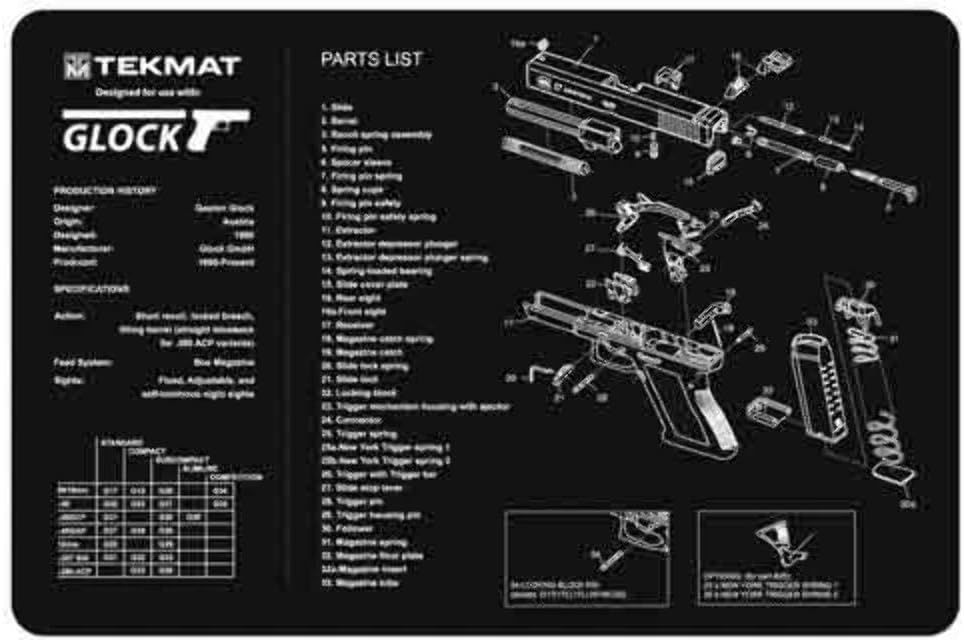 TekMat TEKR17CA Original Cleaning Mat For Glock 3D Cutaway 11" x 17"
