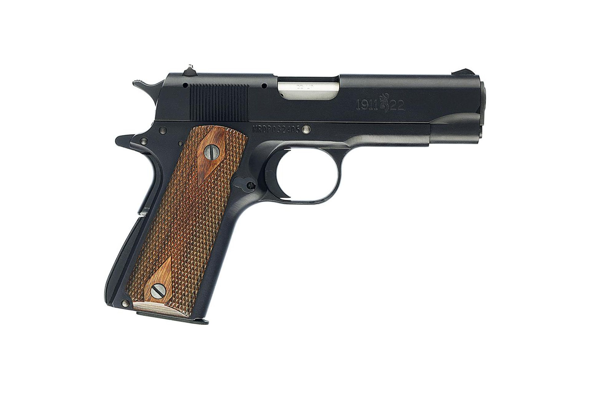 Browning 1911-22A1 Semi-automatic Metal Frame Pistol Compact 22LR 3.63" Barrel Aluminum Matte Finish Black Wood Grips 10 Rounds 1 Magazine