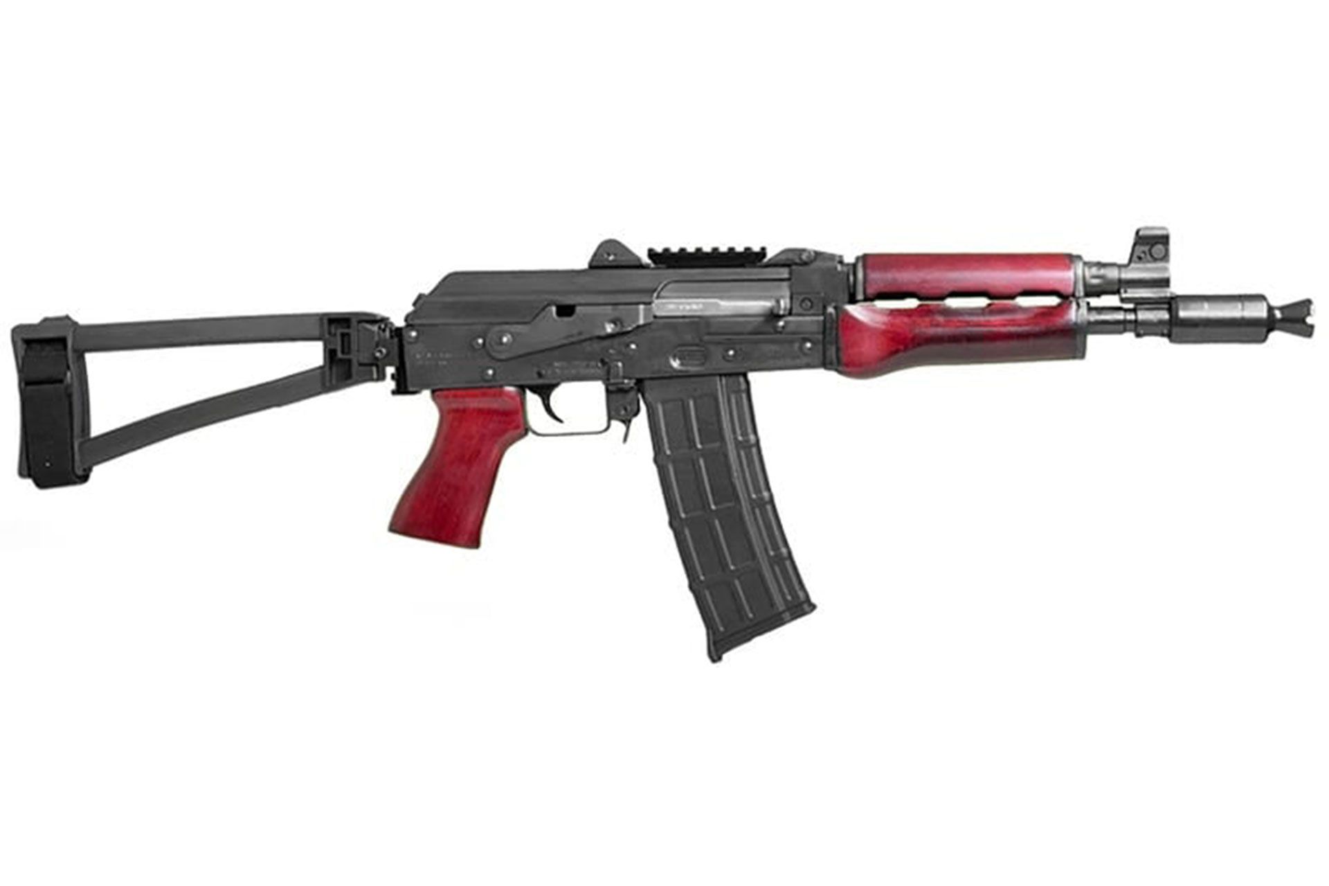 Zastava Zpap85 Pistol 10" 5.56X45 30rd Semi Auto Booster Serbian Red Handguards/Pistol Grip Optics Rail And Sb Tactical TF1913 Brace