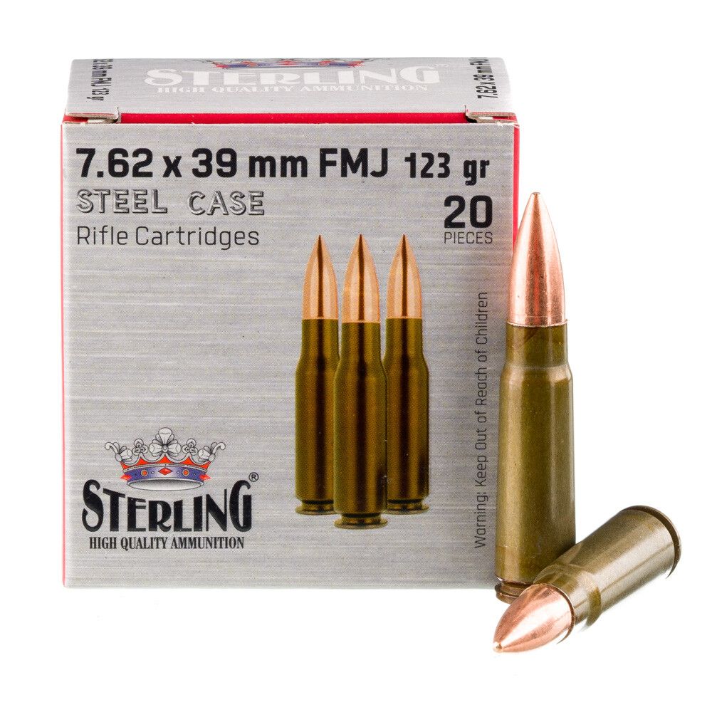 Sterling 7.62x39mm 123 gr FMJ Rifle Ammo - 20 round box