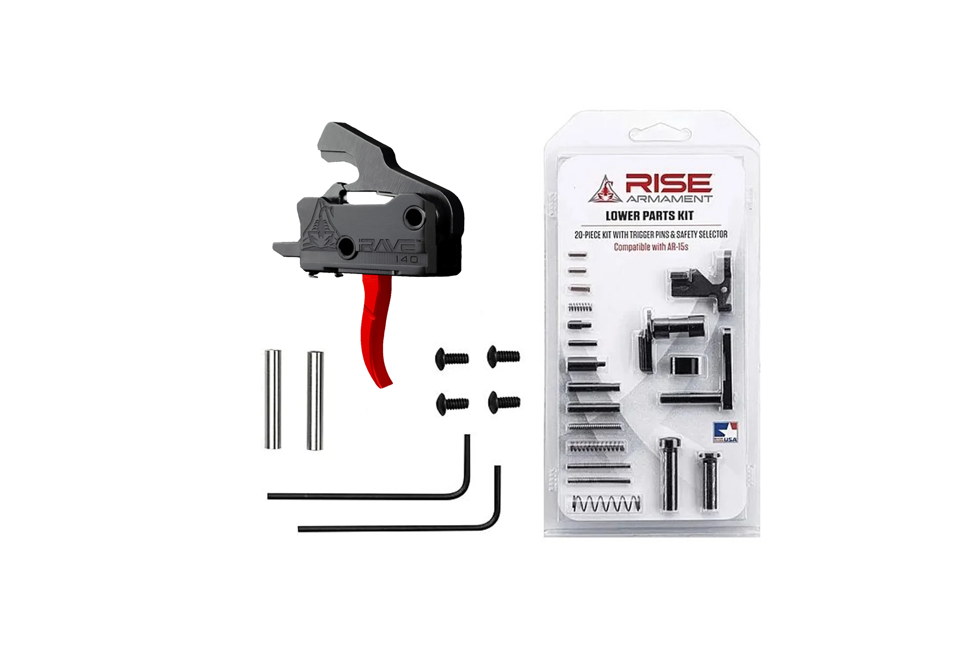 Rise Armament RAVE 140 Red Drop-in Trigger + LPK - Curved
