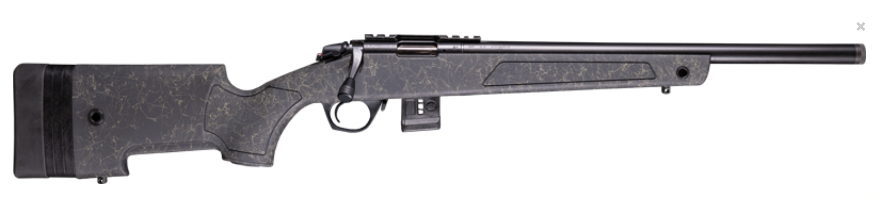 Bergara Rifles BMR-X 17 HMR 10+1 18", Blued Picatinny Rail Receiver, Adj LOP Green w/Black Webbing Synthetic Stock