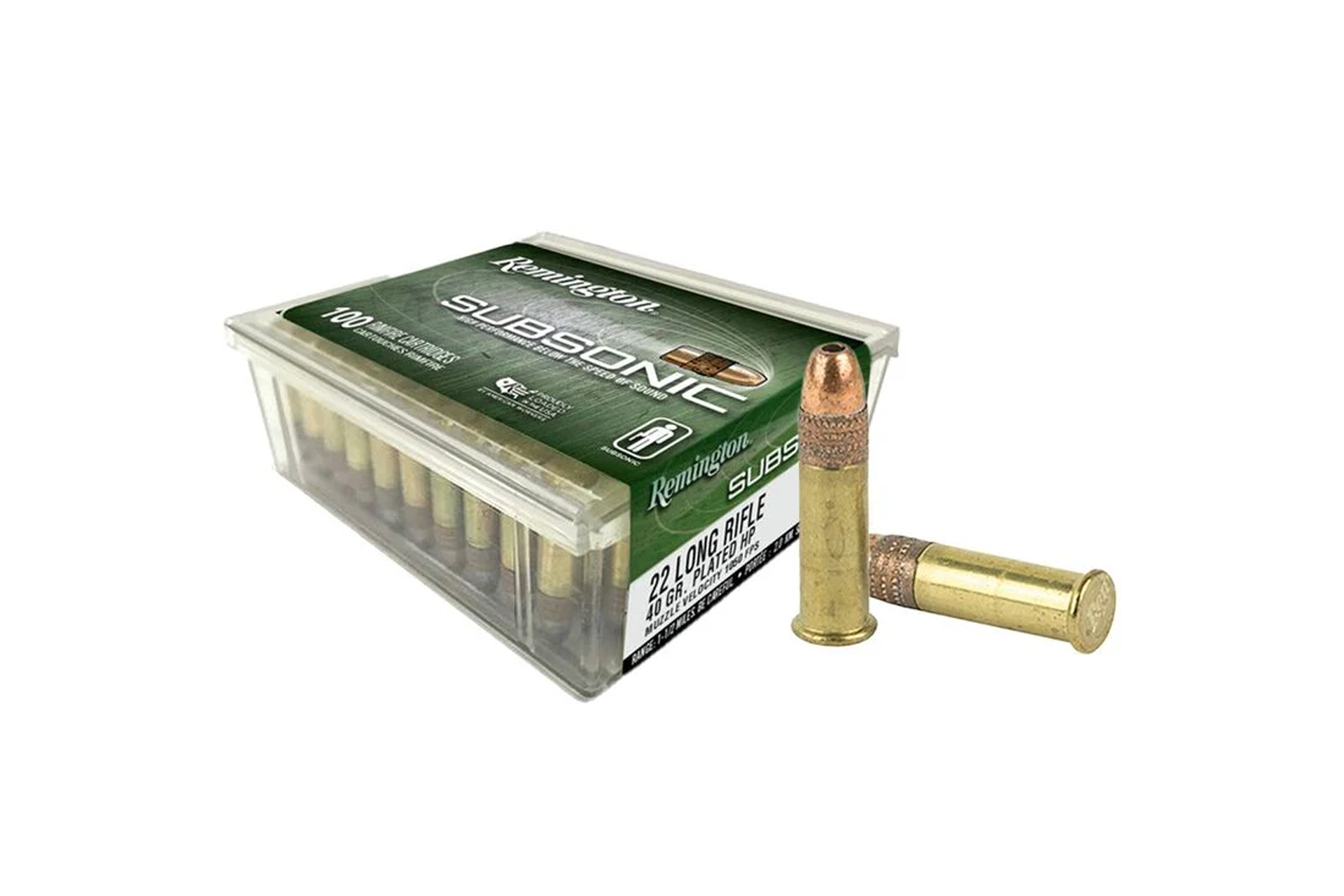 Remington Ammunition 21135 Subsonic Rimfire 22LR 40gr Plated Hollow Point 50 Per Box