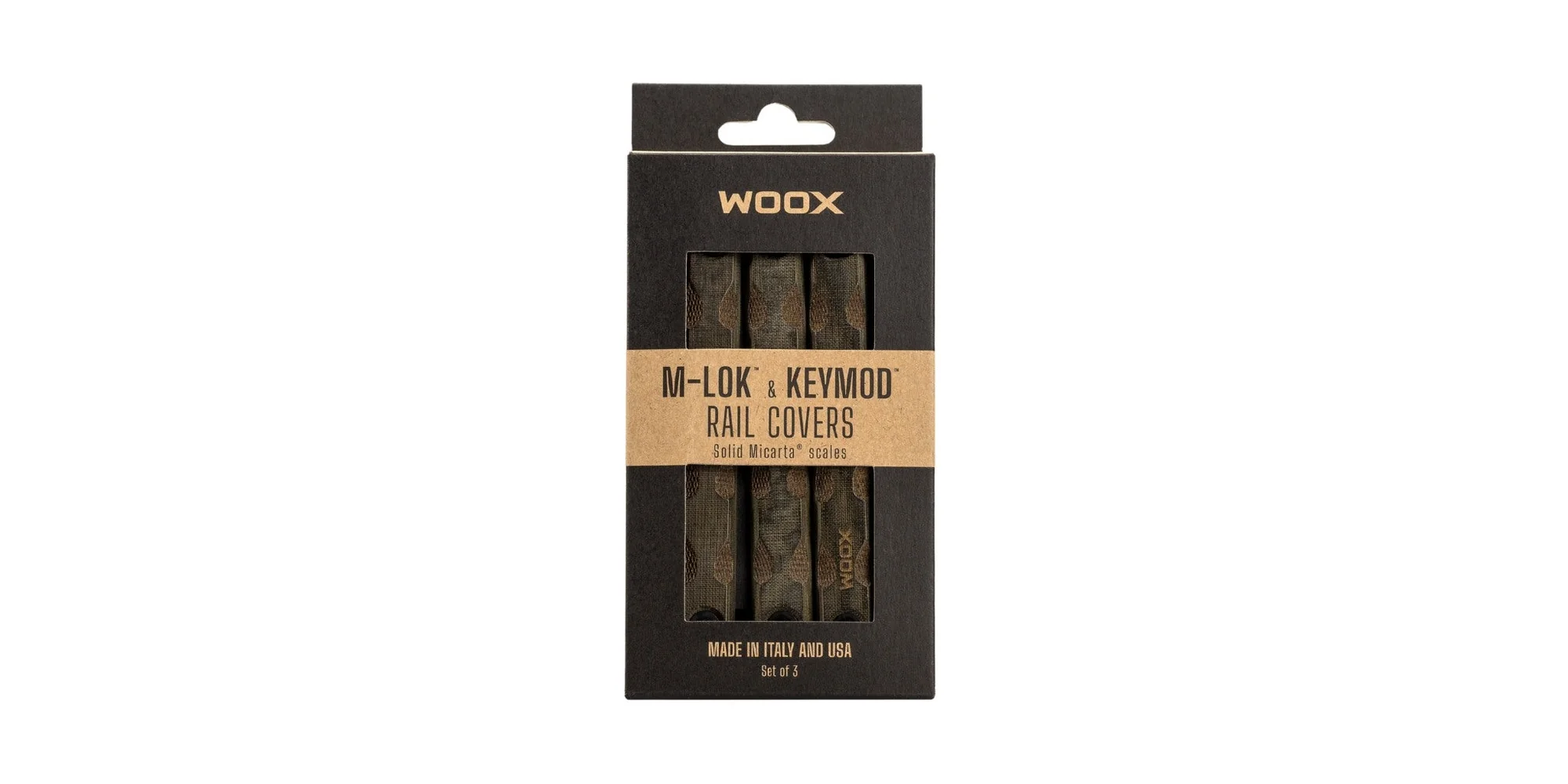 WOOX M-LOK & KeyMod Rail Covers (Set of 3) - Micarta Green