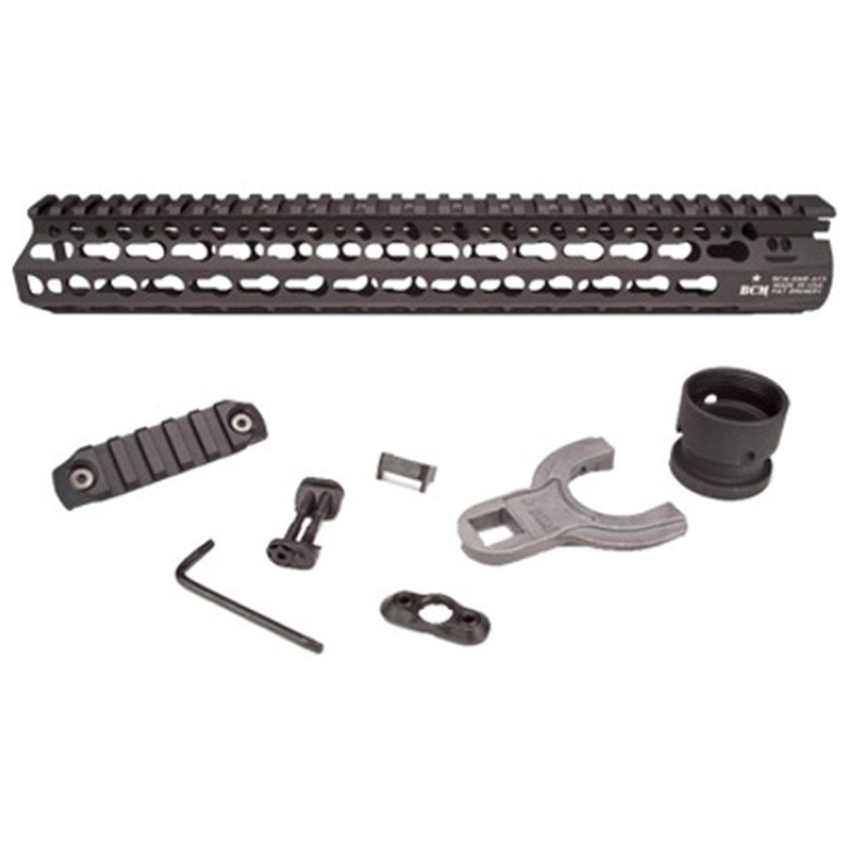 Bravo Company, 13" ALPHA Keymod Rail, Fits AR Rifles, Aluminum Alloy, Includes BCM KeyMod Sling Mount and a BCM KeyMod Nylon Rail, Black