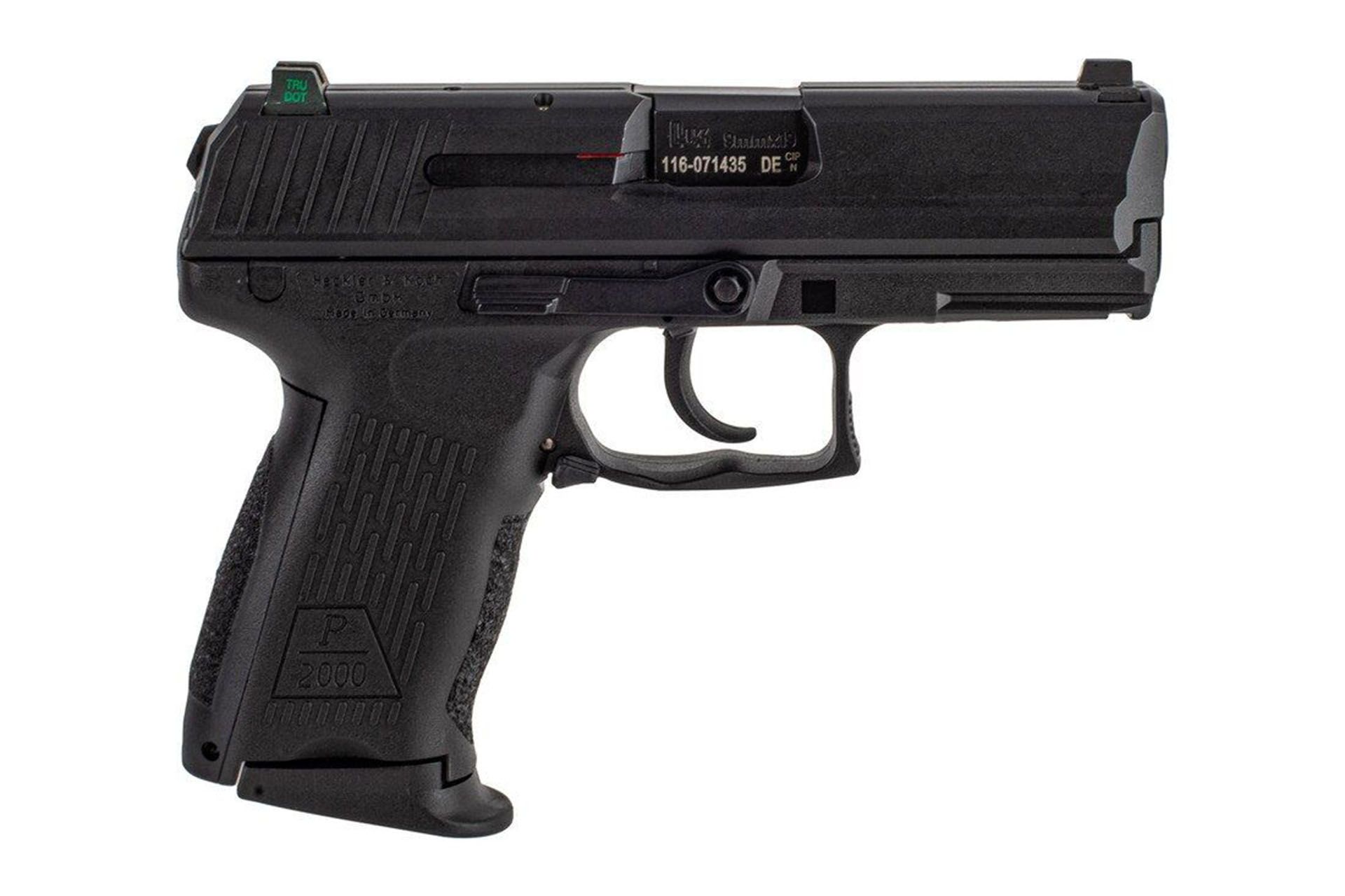 HK P2000 V2 LEM Double Action Only Semi-automatic Polymer Frame Pistol Compact 9MM 3.66" Barrel Night Sights 10 Rds 3 Magazines - Black