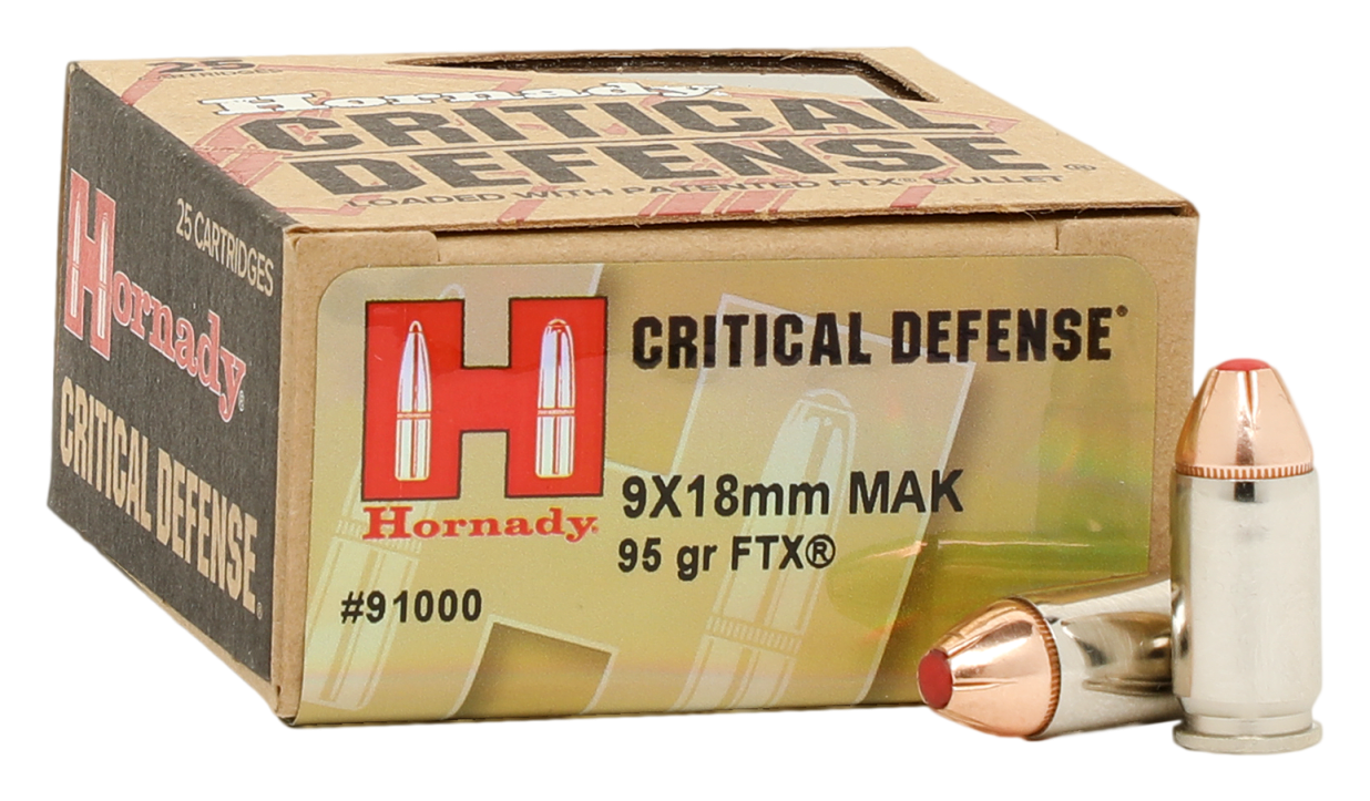 Hornady 91000 Critical Defense 9x18 Makarov 95 gr Flex Tip eXpanding Handgun Ammo - 25 Rounds