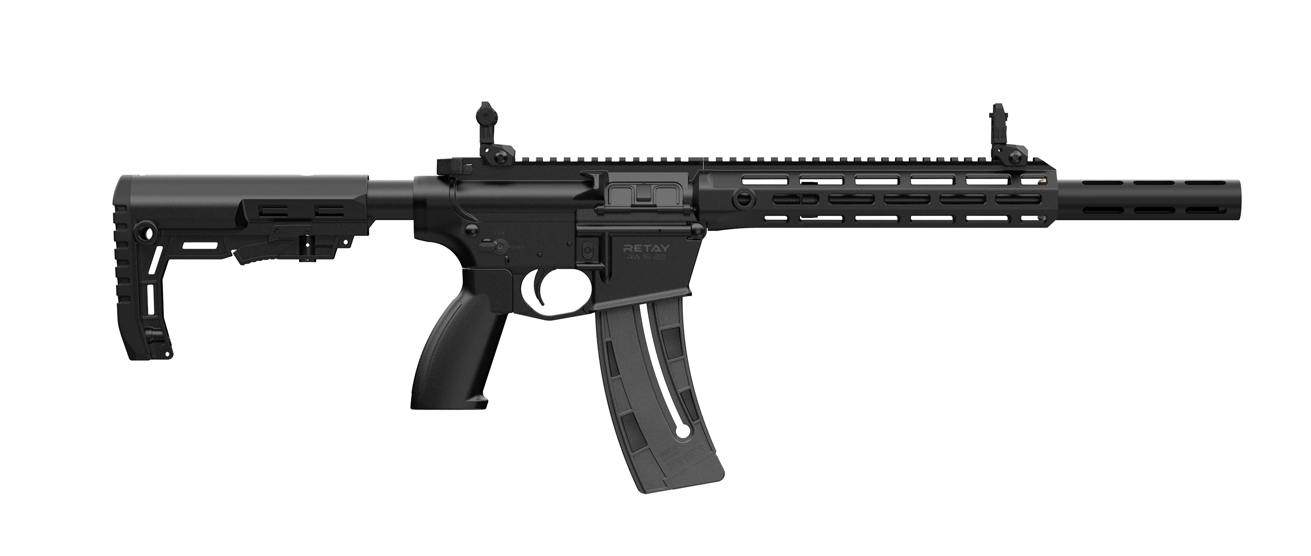 Retay RA15-22 RA1522-BLK-POLYMLOK-10 Rifle 22 LR 16" 10Rd Semi-Auto Polymer MLOK Flip Sights