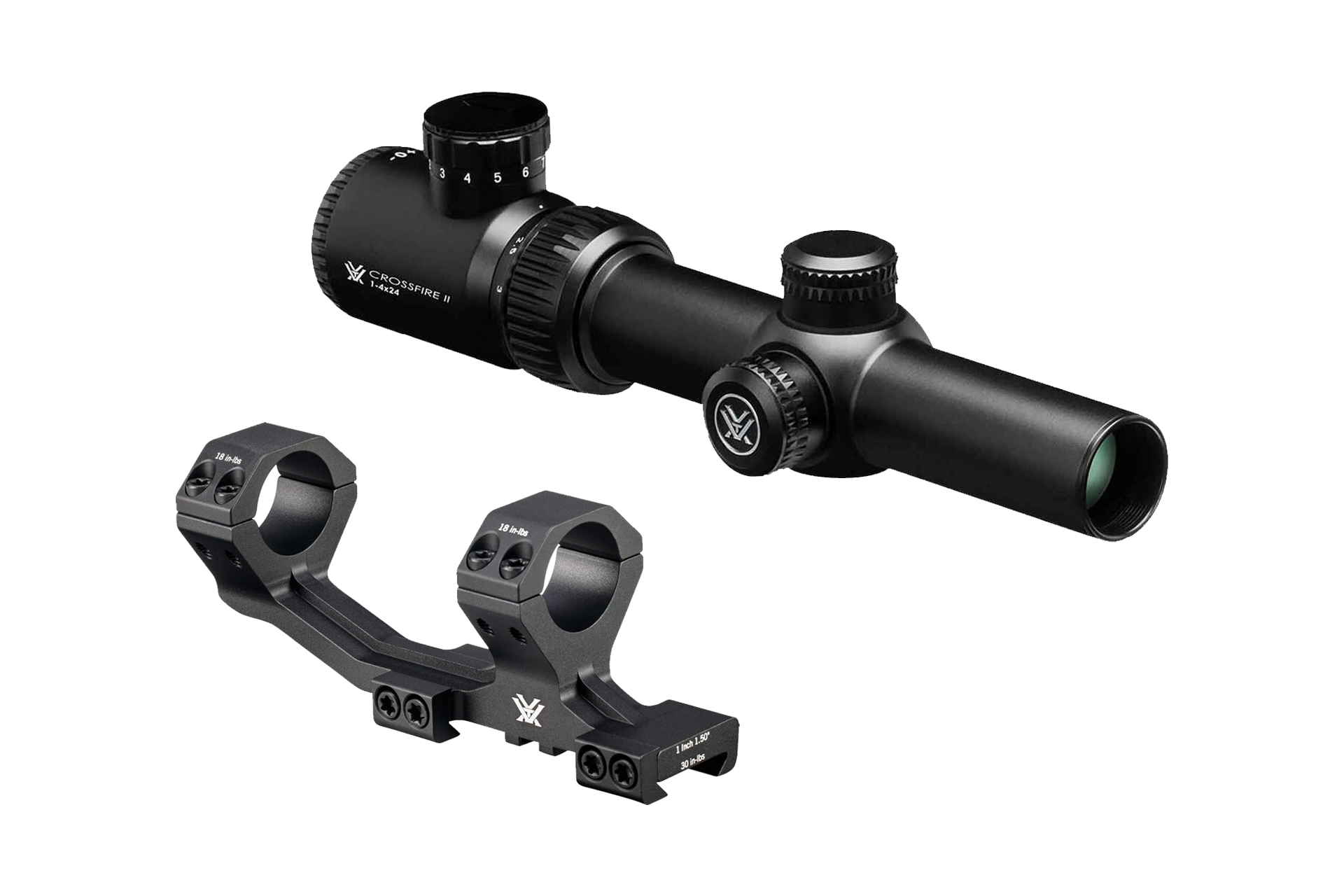 Vortex Crossfire II 1-4x24mm SFP V-Brite MOA LPVO Rifle Scope w/ Sport 1" Cantilever Mount