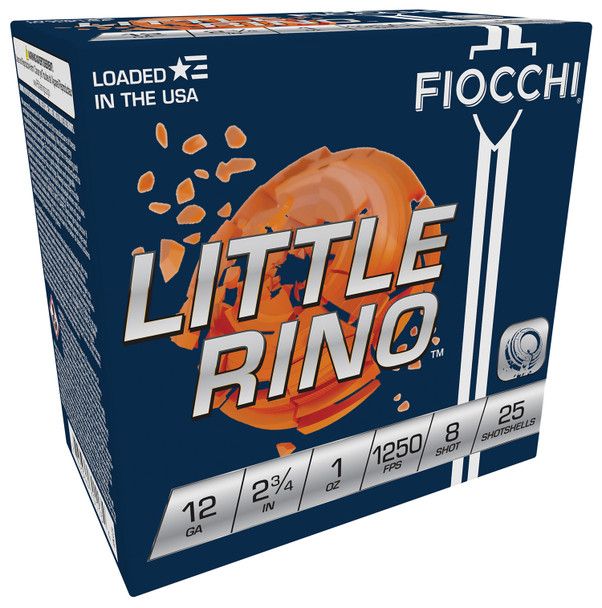 Fiocchi 12TX8 Little Rino 12 Gauge 2.75" 1 oz 8 Shot Shotgun Ammo - 25 Rounds