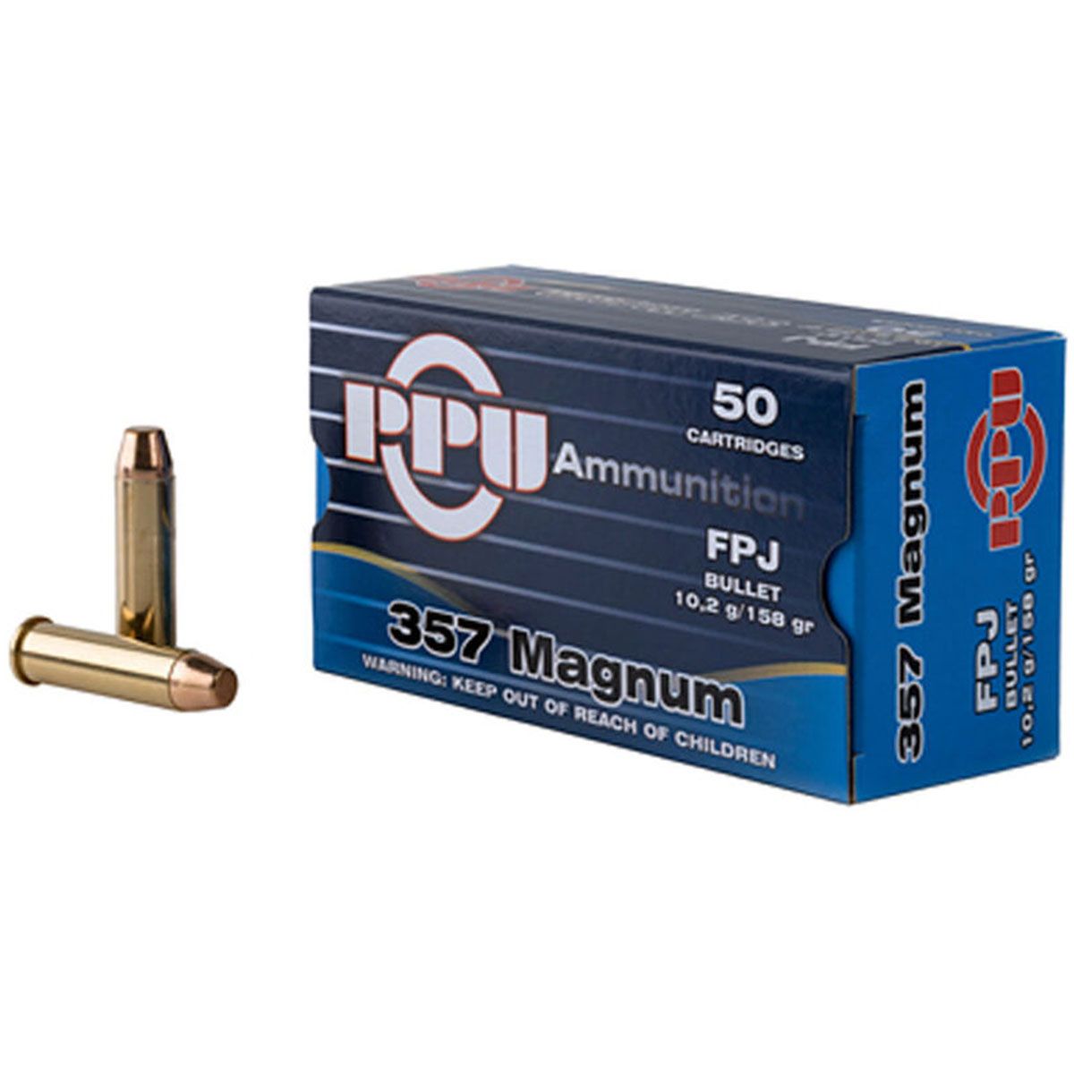 Prvi Partizan Pistol 357 Mag 158 Grain Flat Point Jacket Handgun Ammo - 50 Rounds