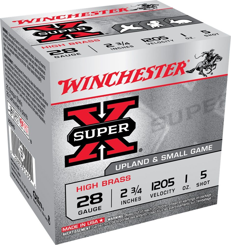 Winchester Ammo X28H5 Super X High Brass 28 Gauge 2.75" 1 oz 5 Shot Shotgun Ammo - 25 Rounds