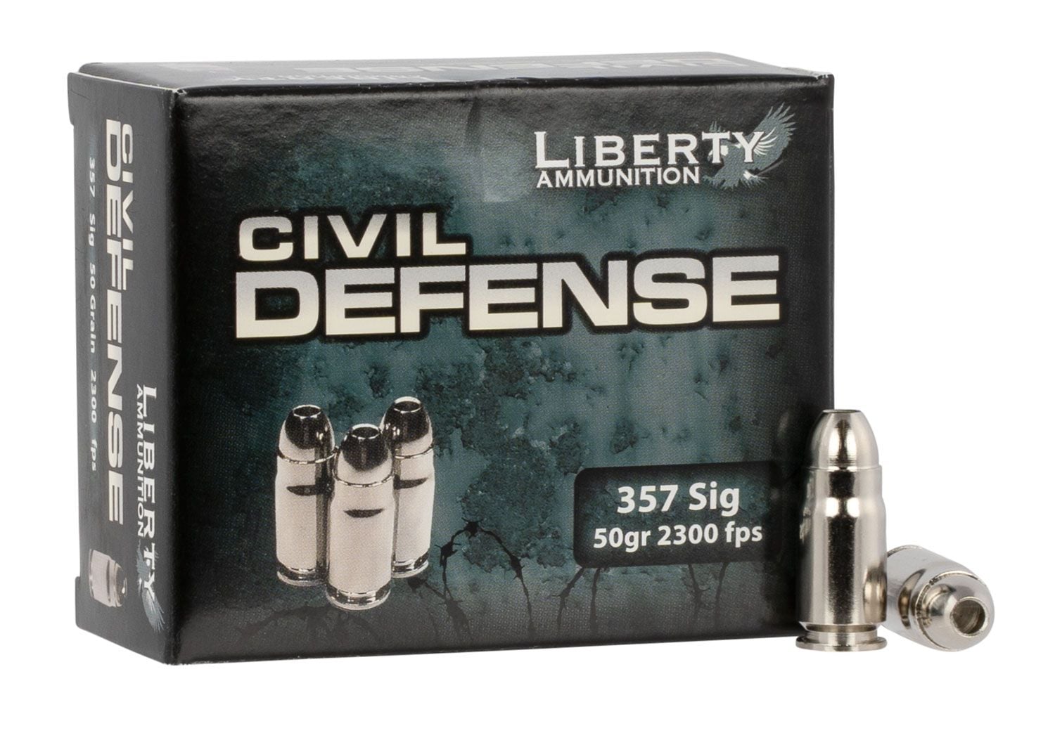 Liberty Ammunition LACD357SIG053 Civil Defense 357 Sig 50 gr 2300 fps Lead-Free Fragmenting Hollow Point (LFFHP) Handgun Ammo - 20 Rounds