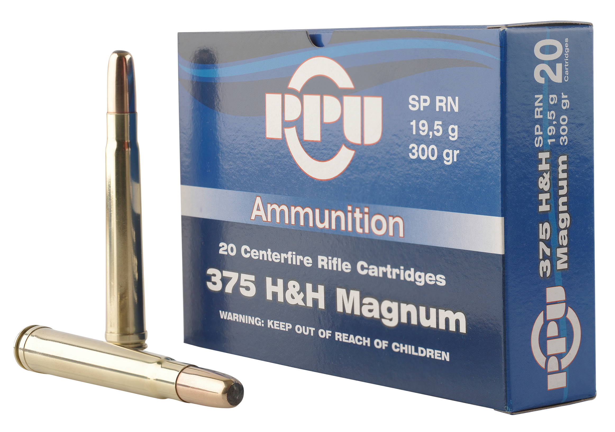 PPU PP375S Standard Rifle 375 H&H Mag 300 gr 2530 fps Soft Point Round Nose (SPRN) Rifle Ammo - 10 Rounds