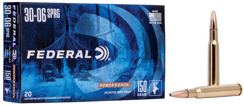 Federal Ammunition Power-Shok Rifle 30-06 Springfield 150 Grain Ammo Rifle Ammo - 200 Rounds