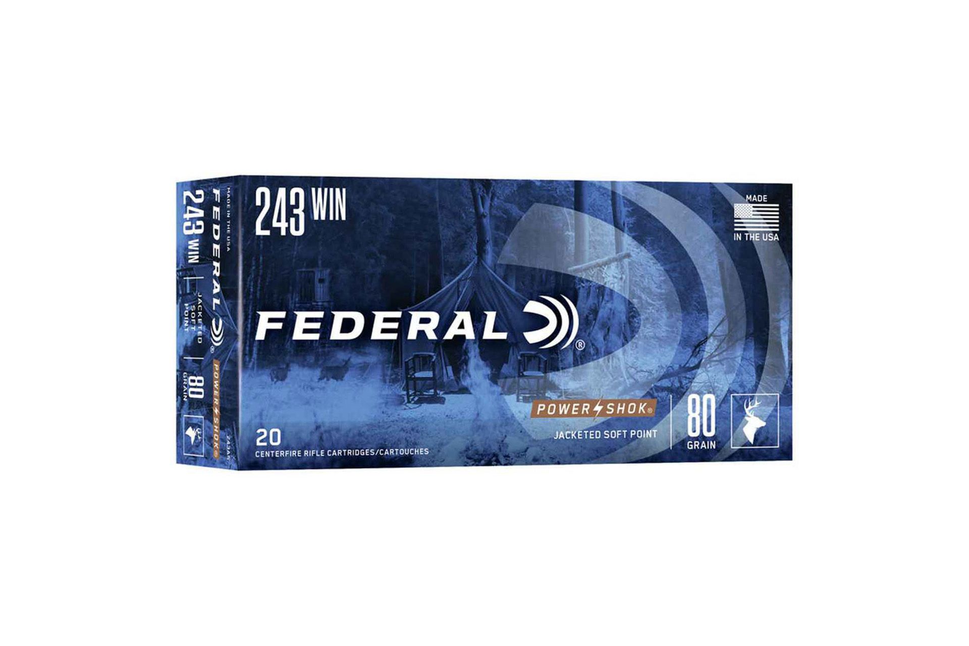 Federal Ammunition .243 Winchester 80gr SP Power-Shok Ammo Rifle Ammo - 25 Rounds