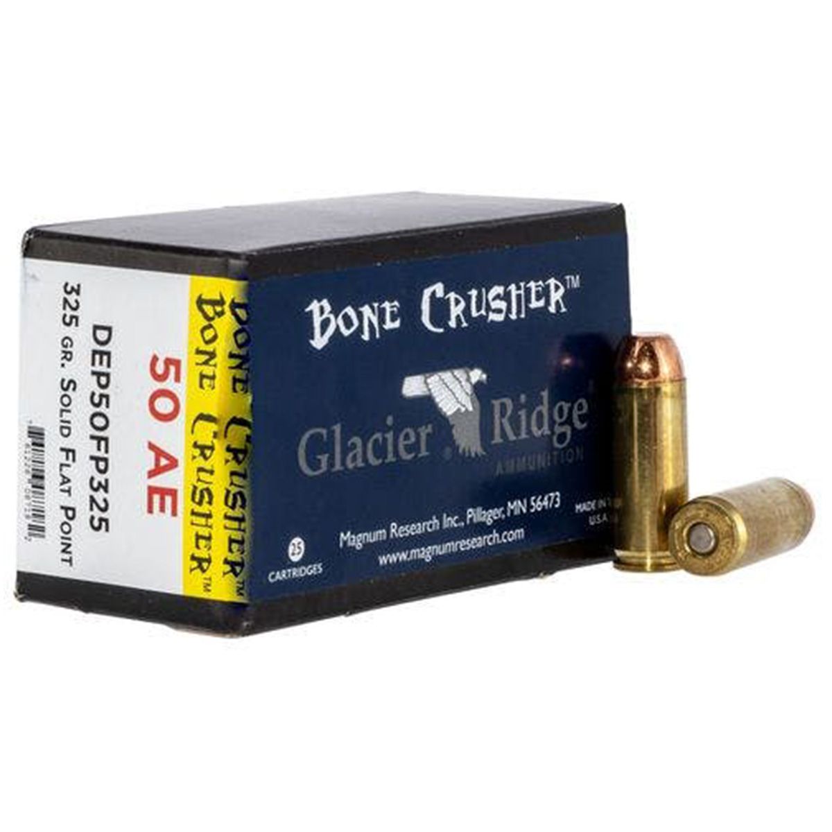Magnum Research DEP50FP325 BoneCrusher 50 AE 325 gr Flat Point (FP) Handgun Ammo - 25 Rounds