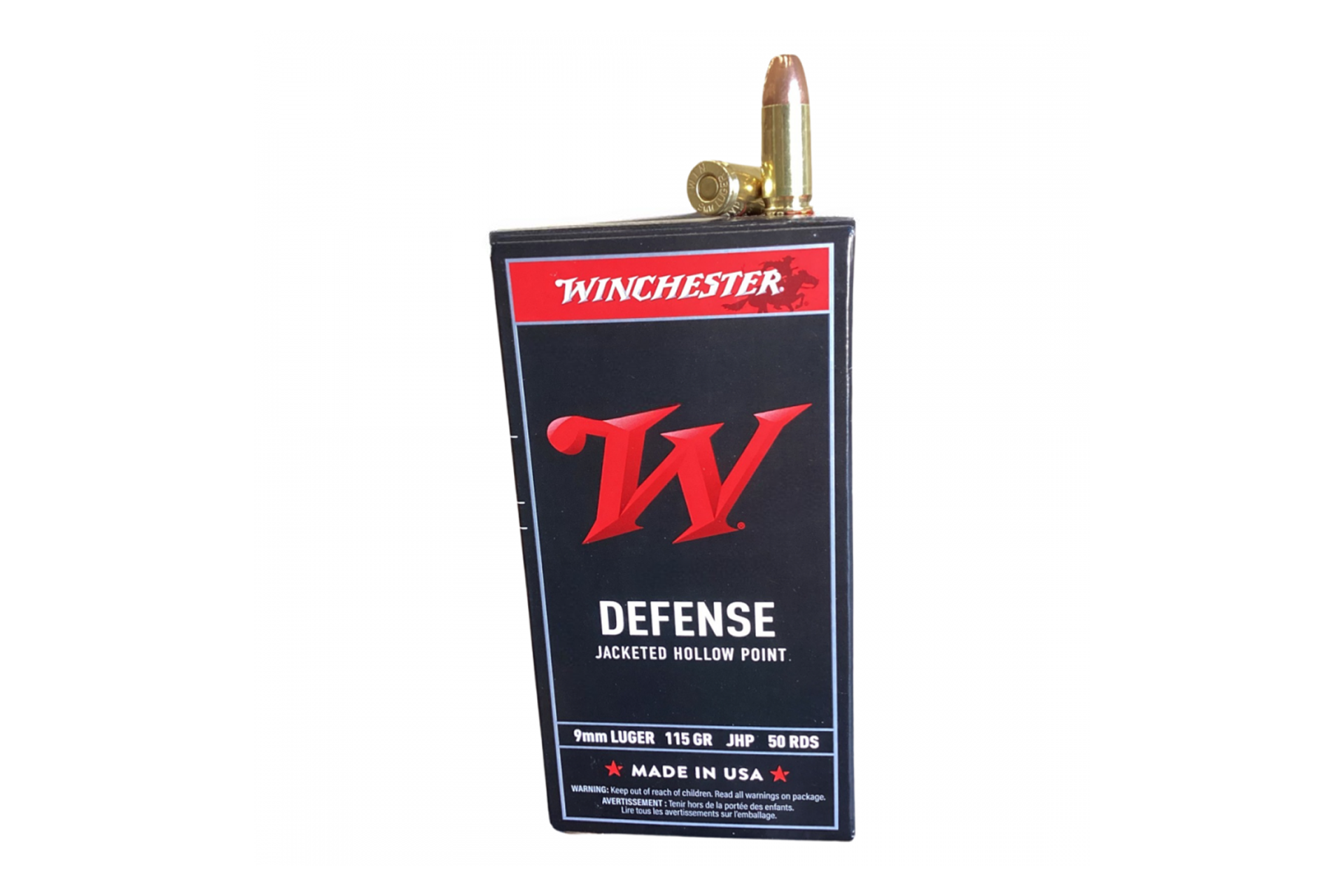 Winchester USA9JHP Jacketed Hollow Point 9mm Ammo 115 gr 50 Rd Box