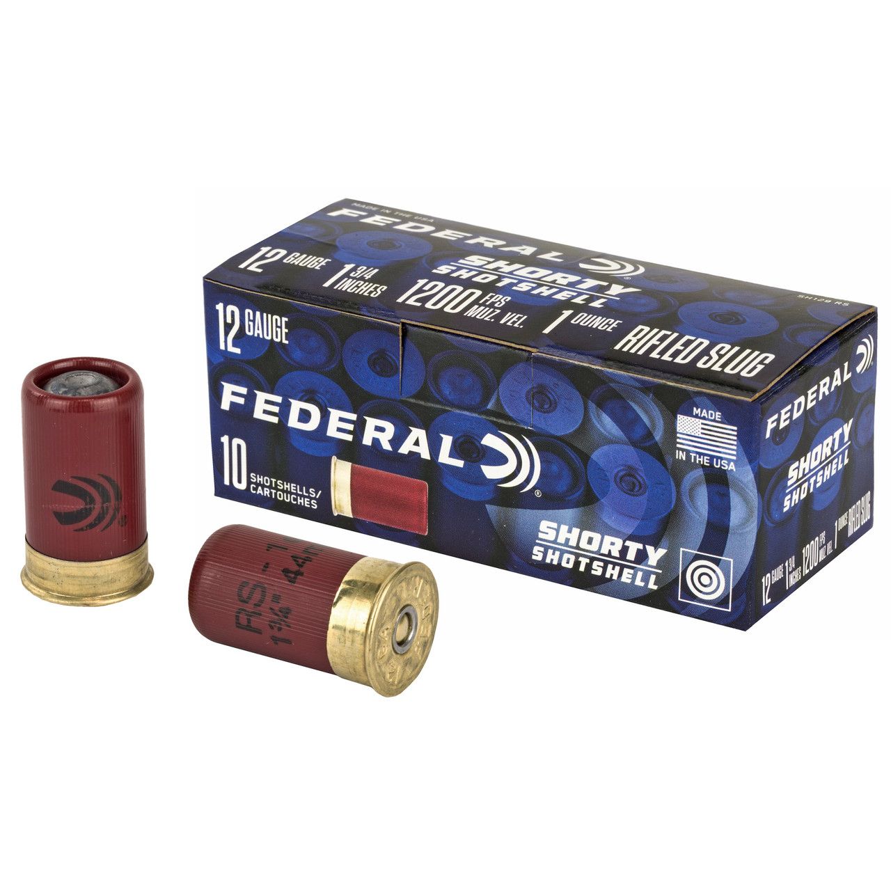 Federal SH129RS Shorty 12 Gauge 1.75" 1 oz Rifled Slug Shot Shotgun Ammo - 10 Rounds