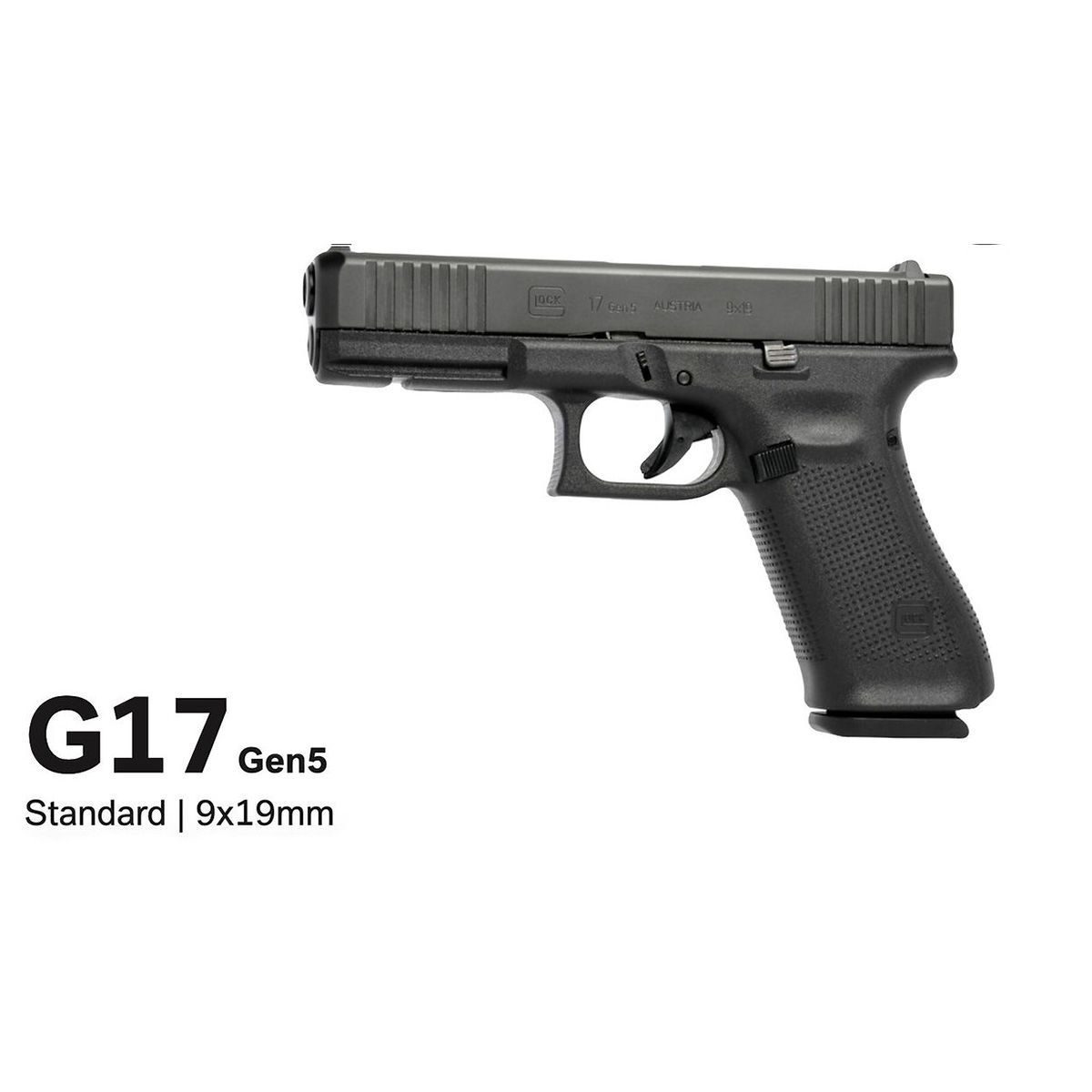 Glock 17 G5 4.49" Full Size 9MM Matte Finish Fixed Sights 10Rd 3 Mags nDLC Finished Slide and Barrel No Finger Grooves Front Serrations