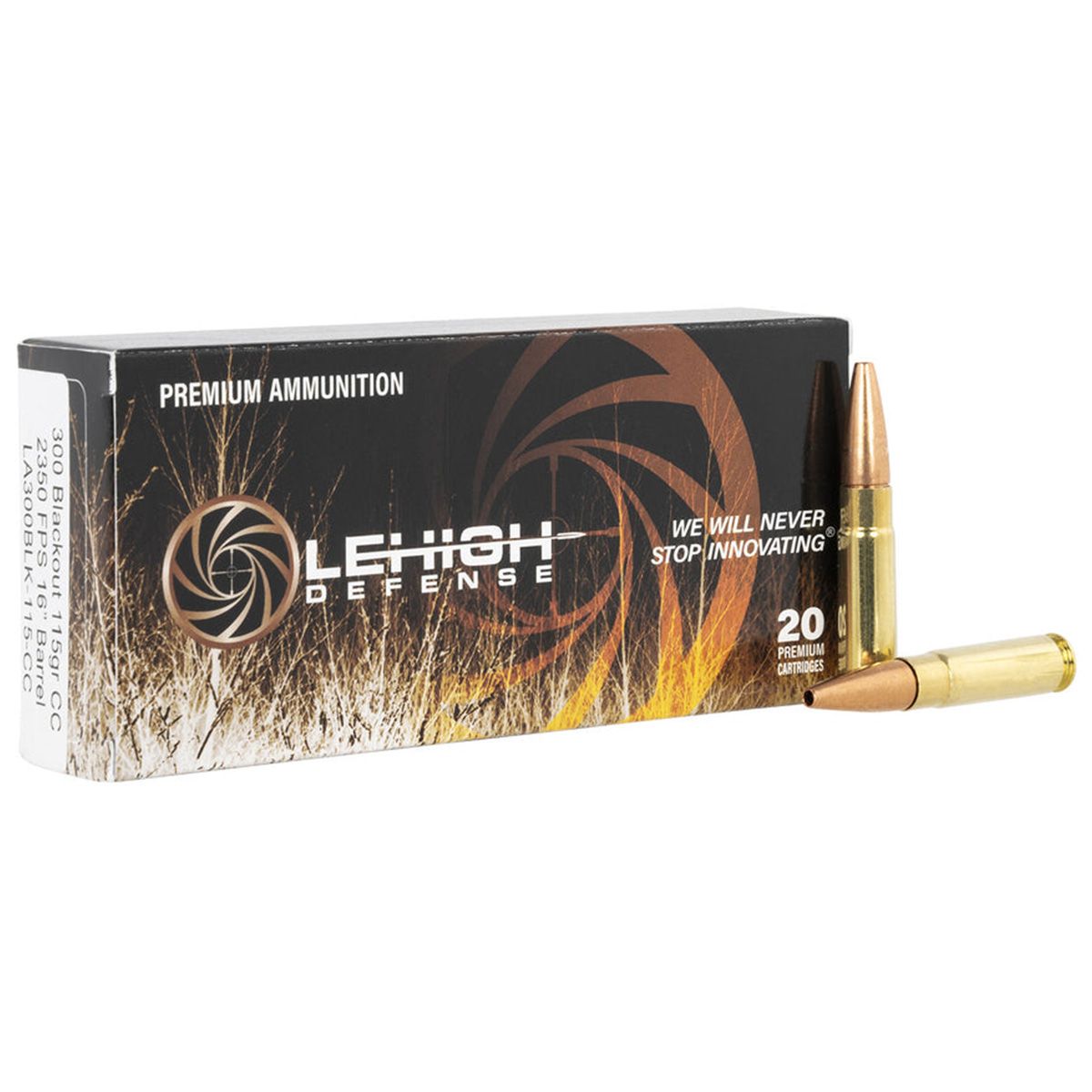 Lehigh Defense LA300BLK115CC Controlled Chaos 300 Blackout 115 gr Lehigh Defense Controlled Chaos Rifle Ammo - 20 Rounds