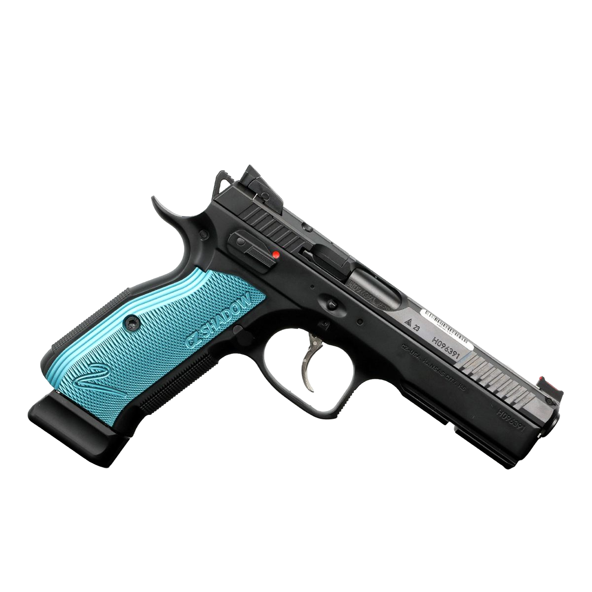 CZ Shadow 2 4.89" 9mm Pistol, Black w/ Blue Grips, Optics Ready, 19Rd