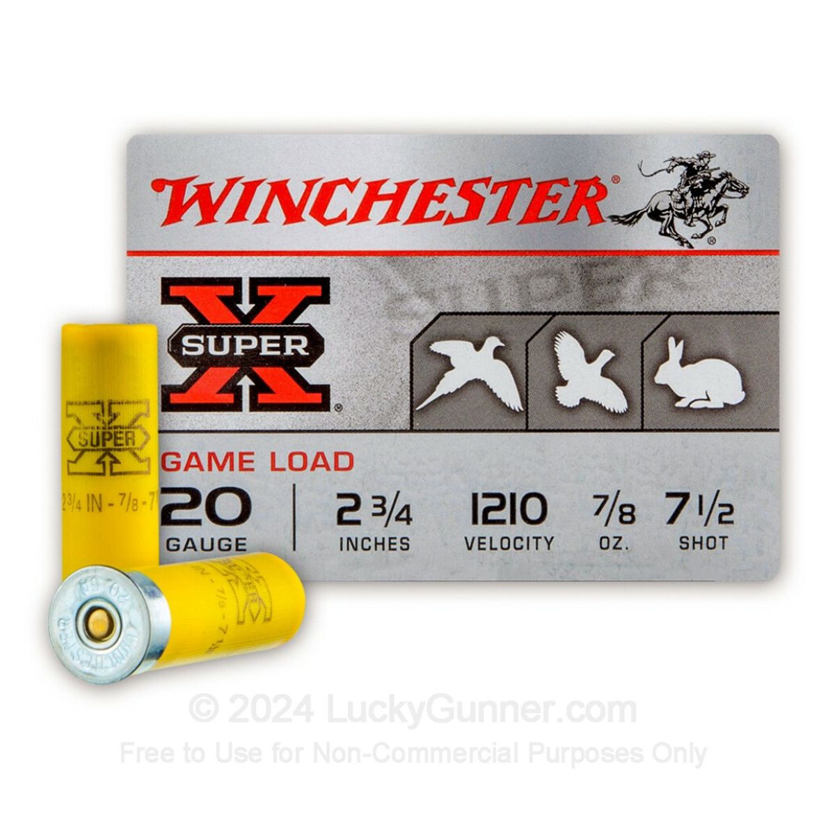 Winchester XU207 Super-X Game Load Ammunition 20 Gauge 2-3/4" 7/8 oz #7-1/2 Shot Shotgun Ammo - 250 Rounds