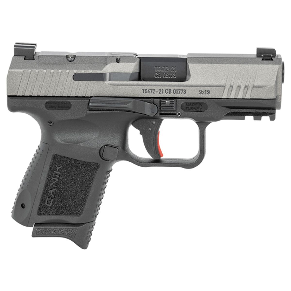 Canik TP9 Elite Sub-Compact 3.6" 9mm Luger 15+1/12+1, Tungsten Gray Slide, Black Poly Frame w/Picatinny Rail