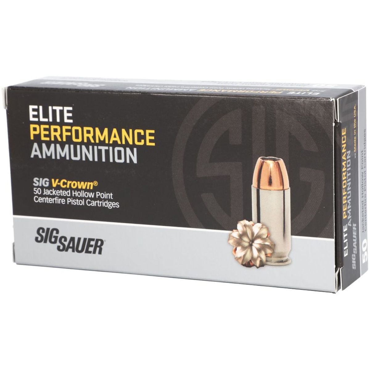 Sig Sauer E40SW2-50 Elite V-Crown 40 S&W 180 gr Jacketed Hollow Point (JHP) 500Rd