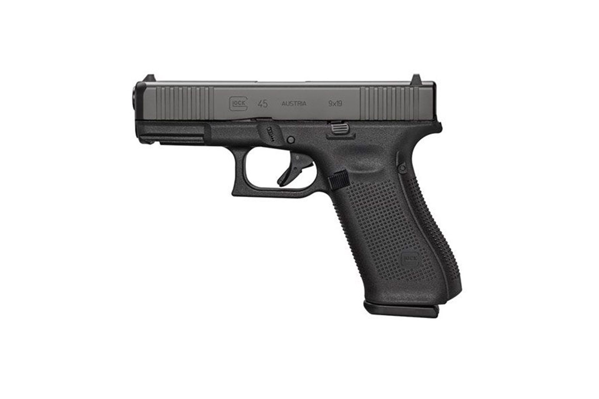 Glock G45 Gen5 MOS 9mm 10+1 4.02", Black nDLC MOS Cut/Serrated Slide, Black Polymer Frame w/Accessory Rail, Black Textured