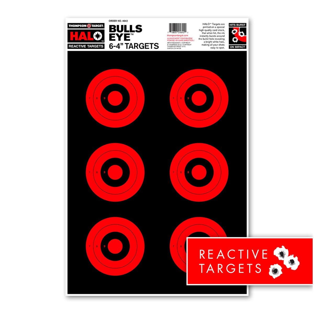 Thompson HALO Bullseye 6-4" Targets - Reactive Splatter 12.5"x19" - 5 Pack