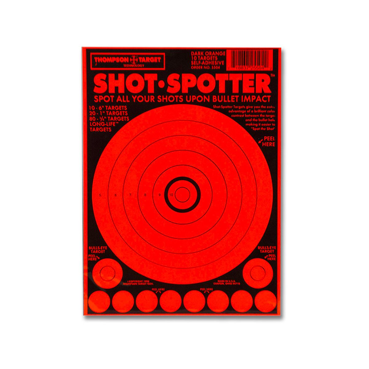 Thompson Shot Spotter Orange - Adhesive Shooting Targets - 6.5"x9" - 10 Pack