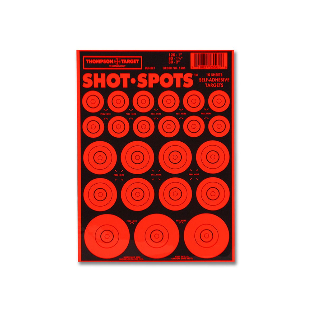 Thompson Shot Spots Orange 6.5"x9" Adhesive Target Paster Bullseyes - 10 Pack